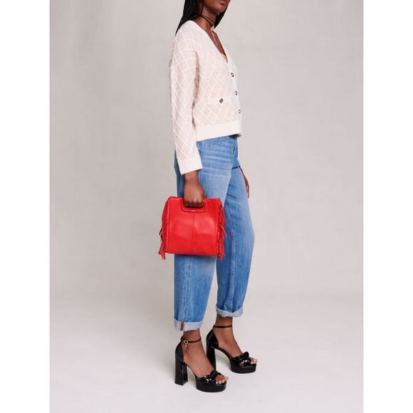 MAJE Moovida Metallic Cardigan Sweater In Camel Fall Preppy Minimalist Luxury - Picture 3 of 7